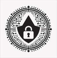 Minimalist Computer Security Icons Silhouettes for White Backgrounds vector