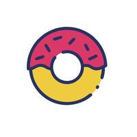 a donut icon with a pink and yellow center vector