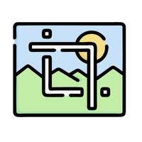 a square with a mountain in the background vector
