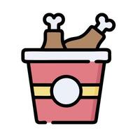 a bucket with chicken in it on a white background vector