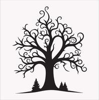High-Resolution Winter Tree Silhouette for Graphic Design vector