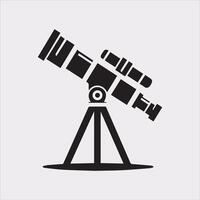 Silhouette of Telescope Icon Crisp White Design vector