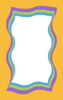 Wavy scallop border shape. Rectangle fun psychedelic hand drawn frame. Doodle cute design for text photo and picture. Groovy child template. Y2K decorative blank. png