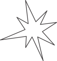 Y2k star shape. Outline icon of abstract spark and shiny irregular flash burst. Bling and twinkle geometric minimal retro design element png