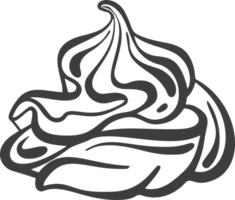Meringue icon. Whipped cream for cake and pie desserts. Outline illustration of swirl desert and mousse foam. png