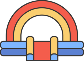 Bouncy castle color icon. Inflatable house pictogram with slide for air trampoline park and children playground for jumping. Inflated equipment for amusement park and kids zone. png