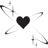 Y2K heart icon. Star shapes. Symbols of love. Outline cosmic design element. Cute retro romantic element of magic sparkles. Abstract celestial 90s decoration png