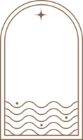 Aesthetic frame shape. Outline minimal graphic elements with stars. Abstract boho arch with sparkles. Trendy geometric template for poster and story. png