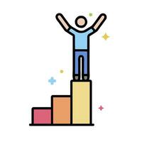a man standing on top of a bar chart vector