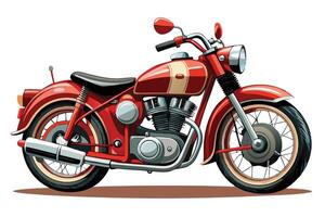 A red motorcycle is shown on a white background vector