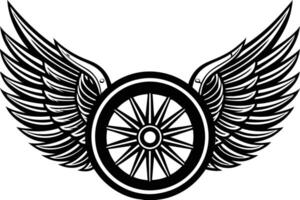 A motorcycle wheel with wings vector