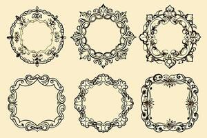 Set of vintage ornate frames vector