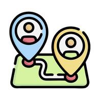 two people are on a map with a pin pointing to them vector