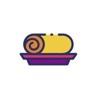 a roll of bread on a plate with a purple and yellow stripe vector