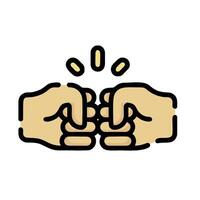 two hands are holding each other in a fist vector