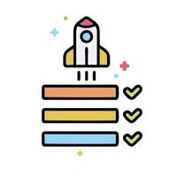a rocket is flying over a checklist vector