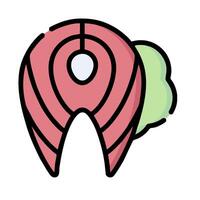 a red and green tooth with a green tongue vector