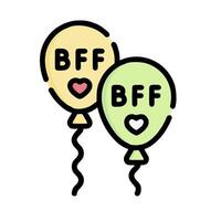 two balloons with the word bff written on them vector