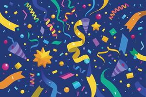 A colorful background with confetti and streamers vector