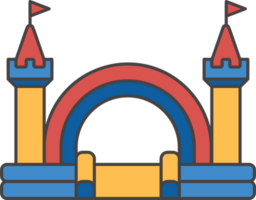 Bouncy castle color icon. Inflatable house pictogram with slide for air trampoline park and children playground for jumping. Inflated equipment for amusement park and kids zone. png