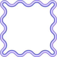 Wavy border frame. Squiggle edge square. Neon color scallop shape. Retro groovy aesthetic element. Trendy 90s design for poster and invitation png