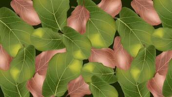 Beautiful seamless autumn pattern with green and drying leaves vector