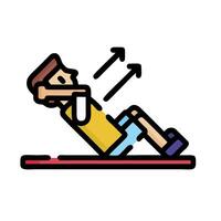 a man doing a push up on a mat vector