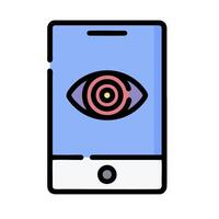 An illustration of a phone with an eye on it vector