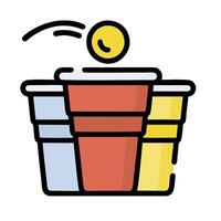 a cartoon of two cups with a coin in one vector