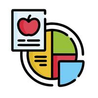 a colorful icon of a pie chart and an apple vector