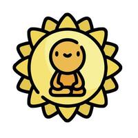 sun symbol with a little boy sitting in the sun vector
