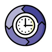 a clock in a circle with arrows pointing to it vector