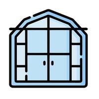 a window with a glass door and a window frame vector