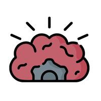 brain icon, illustration, flat design, isolated on white background vector