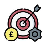 an icon of a target with a dart and a pound coin vector
