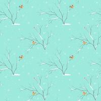 Winter holiday seamless pattern with cute birds happy on winter,design for decorative,fabric,textile,wrapping paper and all print vector
