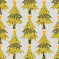 Evergreen fir trees form a seamless Christmas pattern for holiday wrapping paper. vector