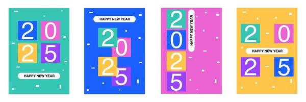 Merry Christmas and Happy New Year Set of backgrounds for greeting cards, posters, holiday covers for web, social media, and print vector