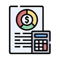 A calculator and a document with a dollar sign vector