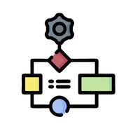 a flat icon of a computer with a clock on it vector