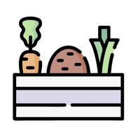 A box with vegetables and a carrot vector