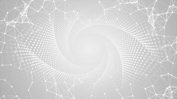 White and Black particles abstract design modern and futuristic tunnel loop able background with plexus pattern video