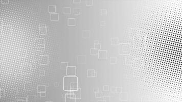 White and black color rotating circular dots with moving square shapes modern geometrical background video