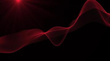 Abstract Red glowing Line Particles Wave dark Background . Abstract pattern futuristic hi-tech Particles with optical flares loop able Background video