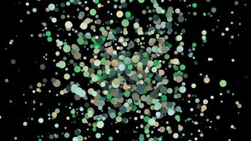 Multicolor slowly exploding particles on black background video