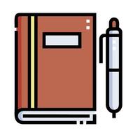 a notebook and pen icon on a white background vector