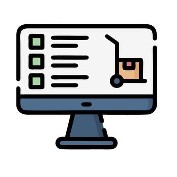 un computadora monitor con un cheque caja en eso vector