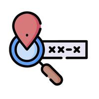 Magnifying map icon with x and x on it vector