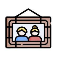 A couple is looking into a picture frame vector