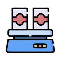 A machine with two stacks of money on it vector